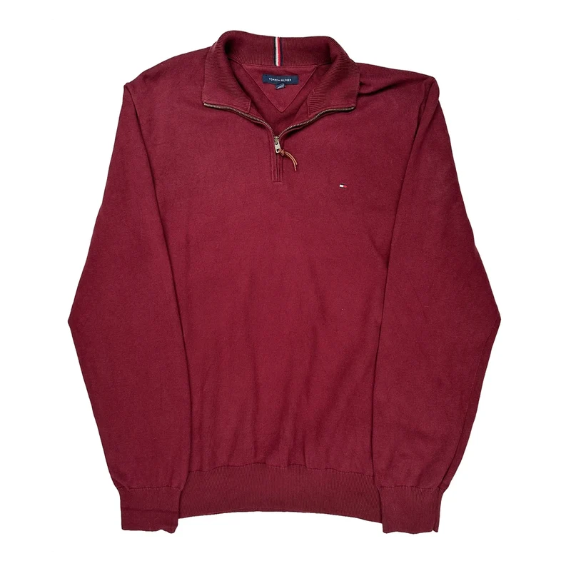 Tommy Hilfiger 1/4 Zip - XL Burgundy Cotton