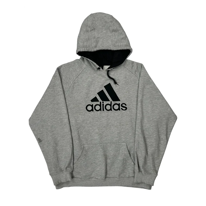 Adidas Hoodie - XL Grey Cotton Blend