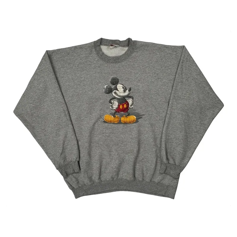 Mickey Mouse Disney Cartoon Sweatshirt - Small Grey Cotton Blend