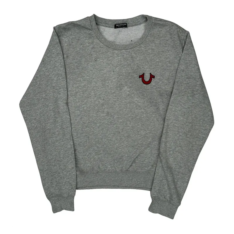 True Religion Graphic Sweatshirt - Large Gray Cotton