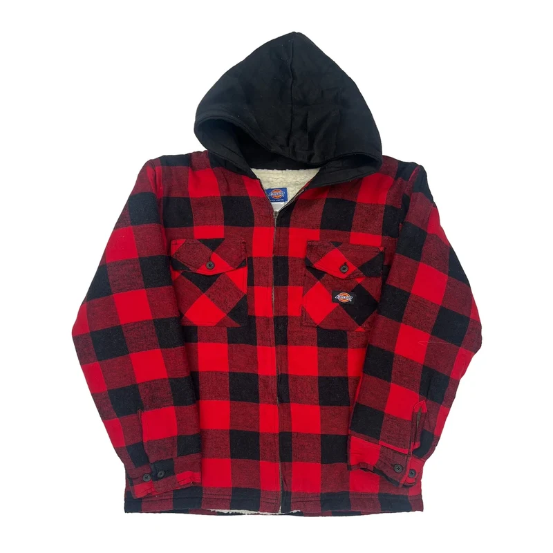 Age 14 Dickies Checked Jacket - Large Red Cotton