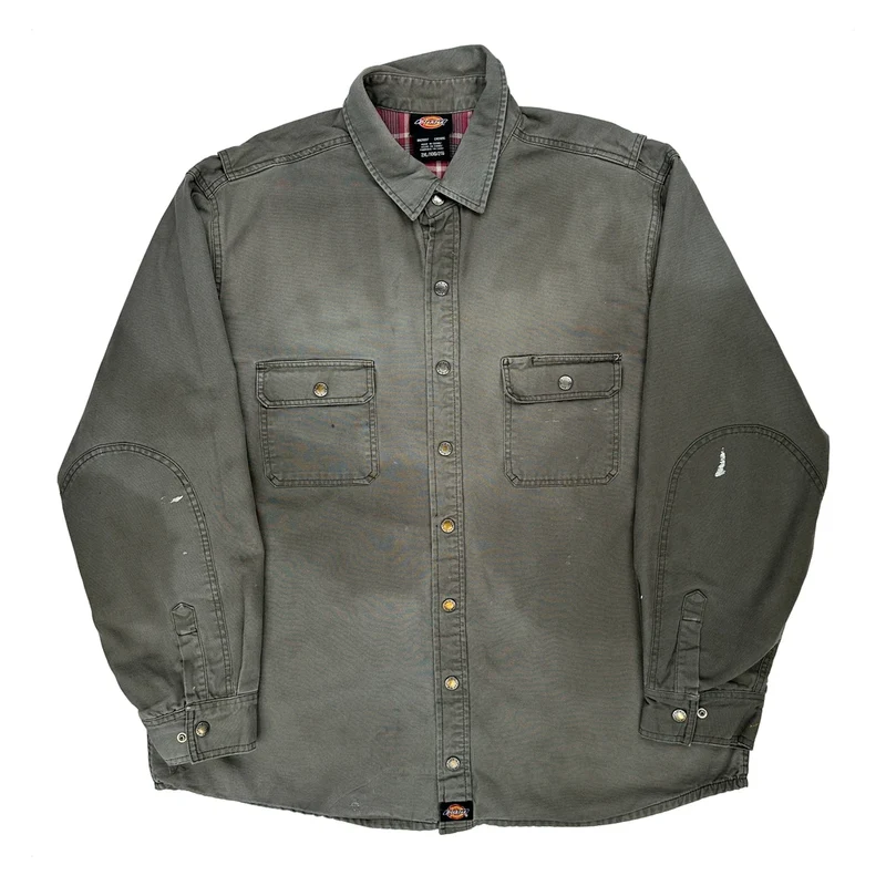 Faded Dickies Shirt Jacket - 2XL Grey Cotton