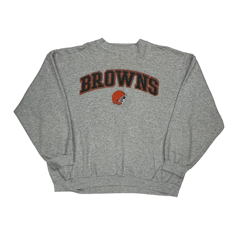 Browns Logo Athletics Football Sweatshirt - 2XL Grey Cotton Blend