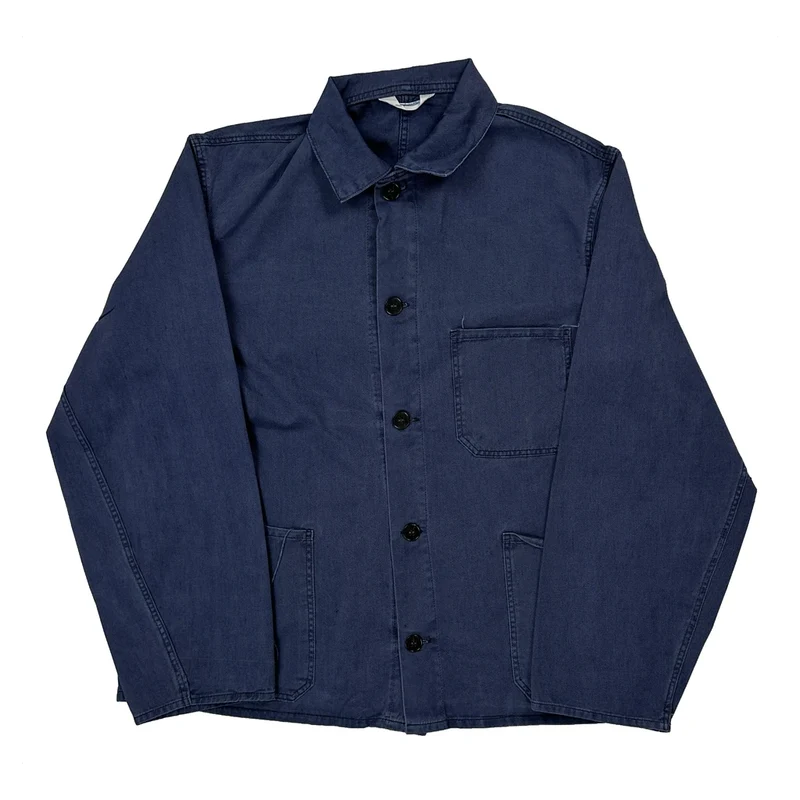 1980S Chore Shirt Jacket - Small Blue Cotton