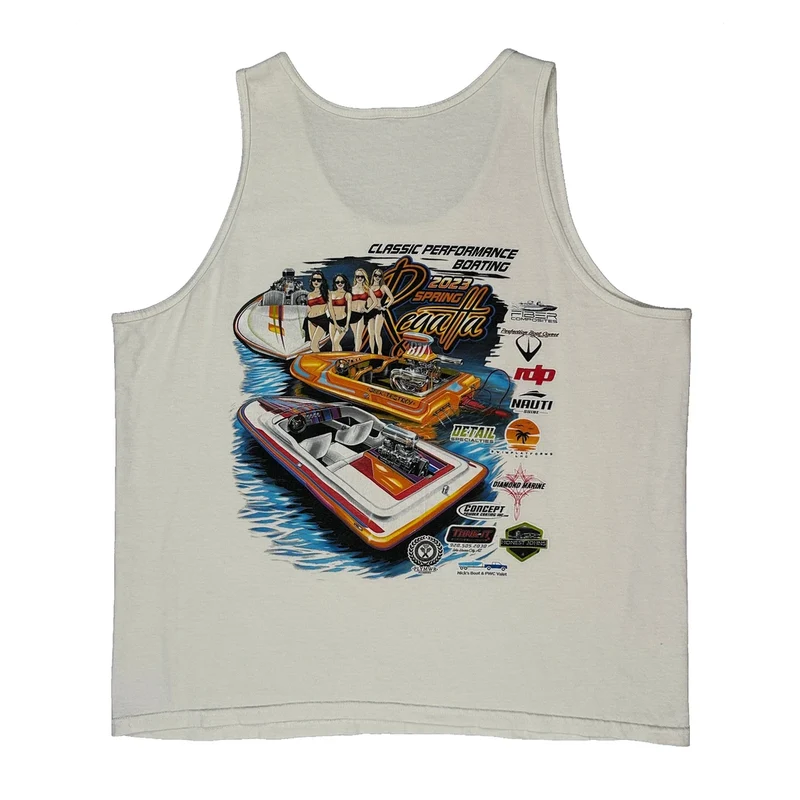 Boating Event Unbranded Graphic Vest - Large White Cotton