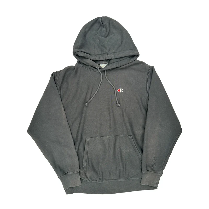 Reverse Weave Champion Hoodie - Large Grey Cotton