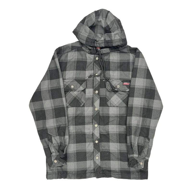 Dickies Checked Shirt Jacket - Medium Grey Polyester