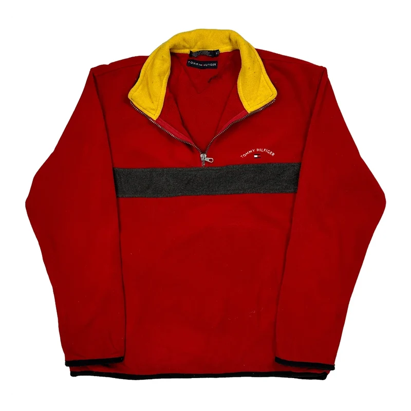Tommy Hilfiger Collared Fleece - Medium Red Polyester