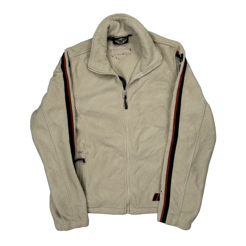 Motorcycle Harley Davidson Fleece Jacket - Medium Beige Polyester
