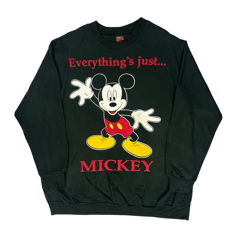 Everything'S Just Mickey Disney Cartoon Sweatshirt - Medium Black Cotton