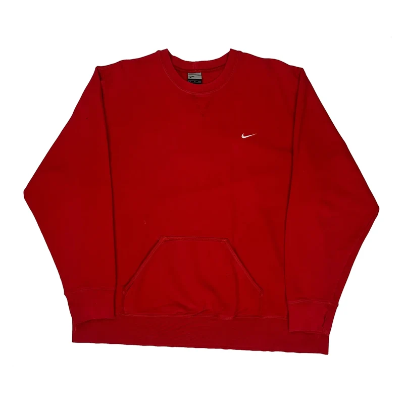 Nike Kangaroo Pocket Sweatshirt - XL Red Cotton
