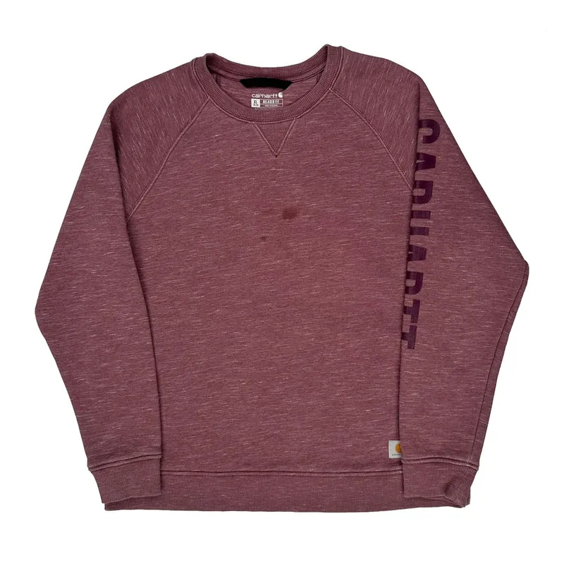 Carhartt Spellout Sweatshirt - XL Burgundy Cotton Blend