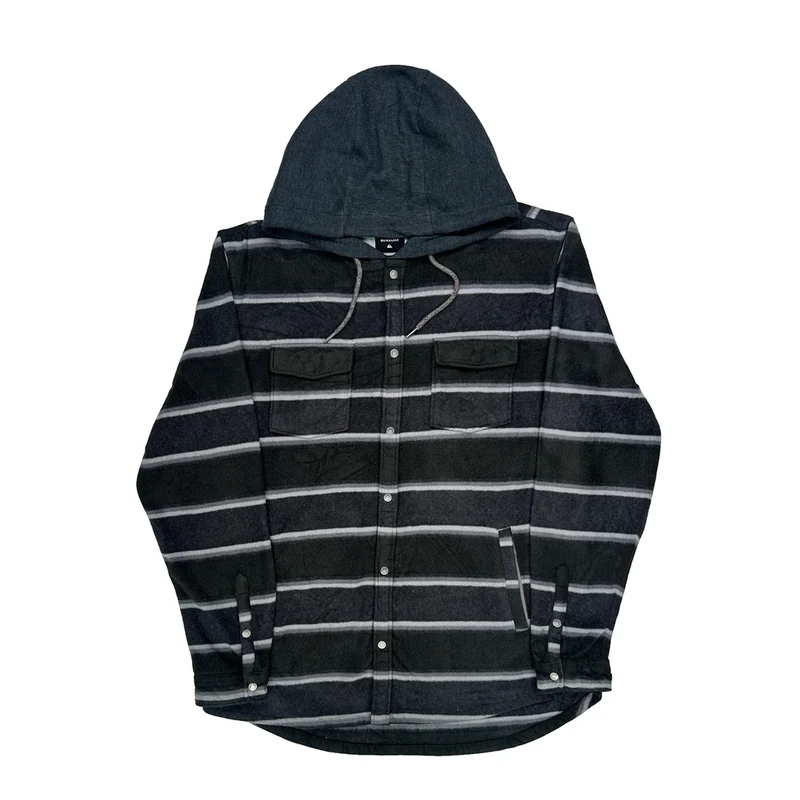 Quiksilver Striped Hoodie - XL Black Cotton