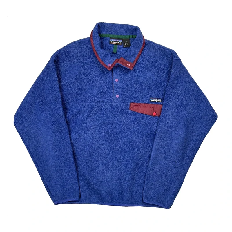 Made In USA Patagonia Synchilla Snap T Fleece - Medium Blue Polyester