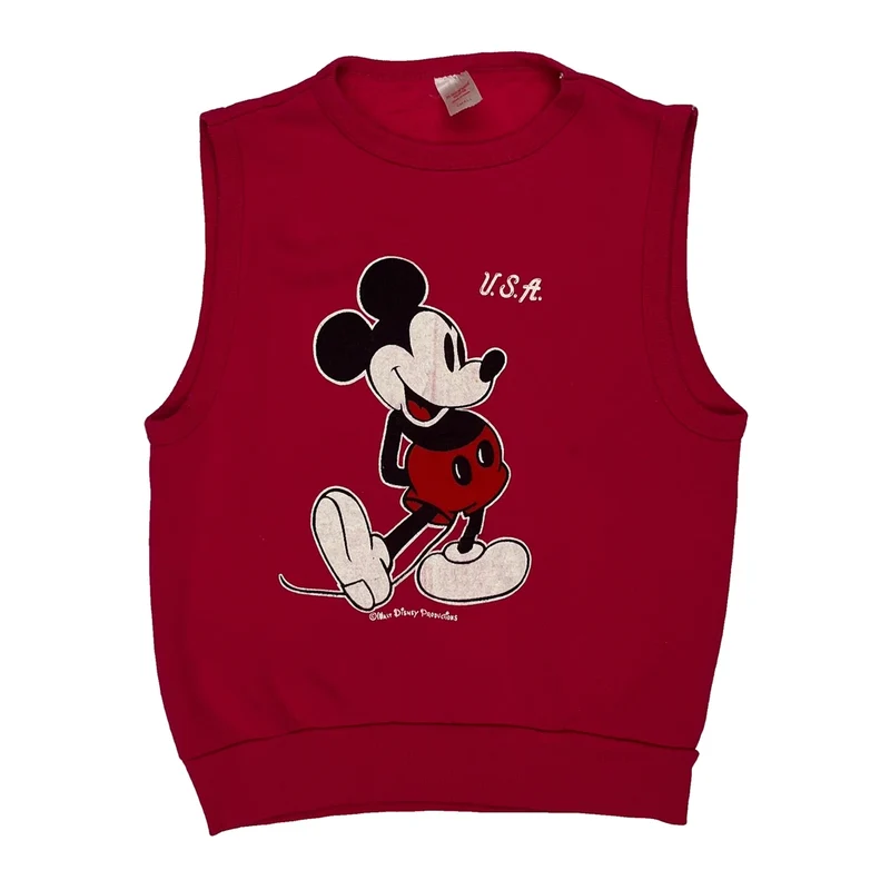 Mickey Mouse Disney Cartoon Sweater Vest - Small Red Acrylic Blend