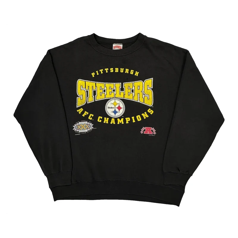 Made In USA Nutmeg Pittsburgh Steelers Sweatshirt - Large Black Cotton