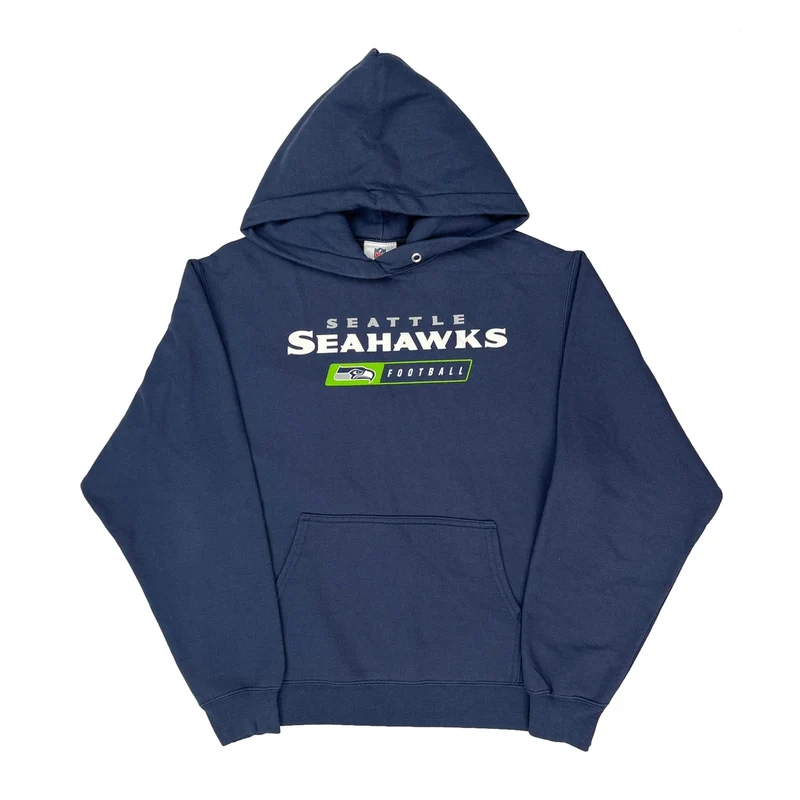 Seattle Seahawks Nfl Football Hoodie - Small Blue Cotton Blend