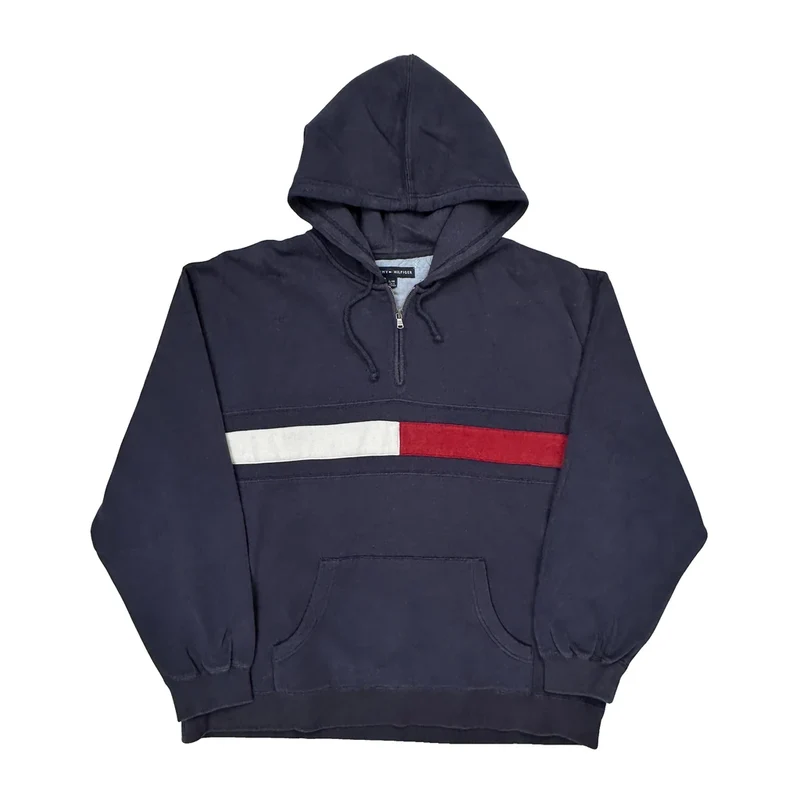 Tommy Hilfiger Striped Hoodie - XL Navy Cotton