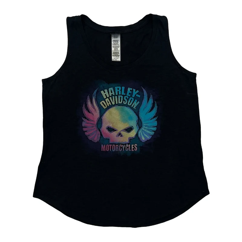 Deadwood Harley Davidson Graphic Vest - Medium Black Cotton