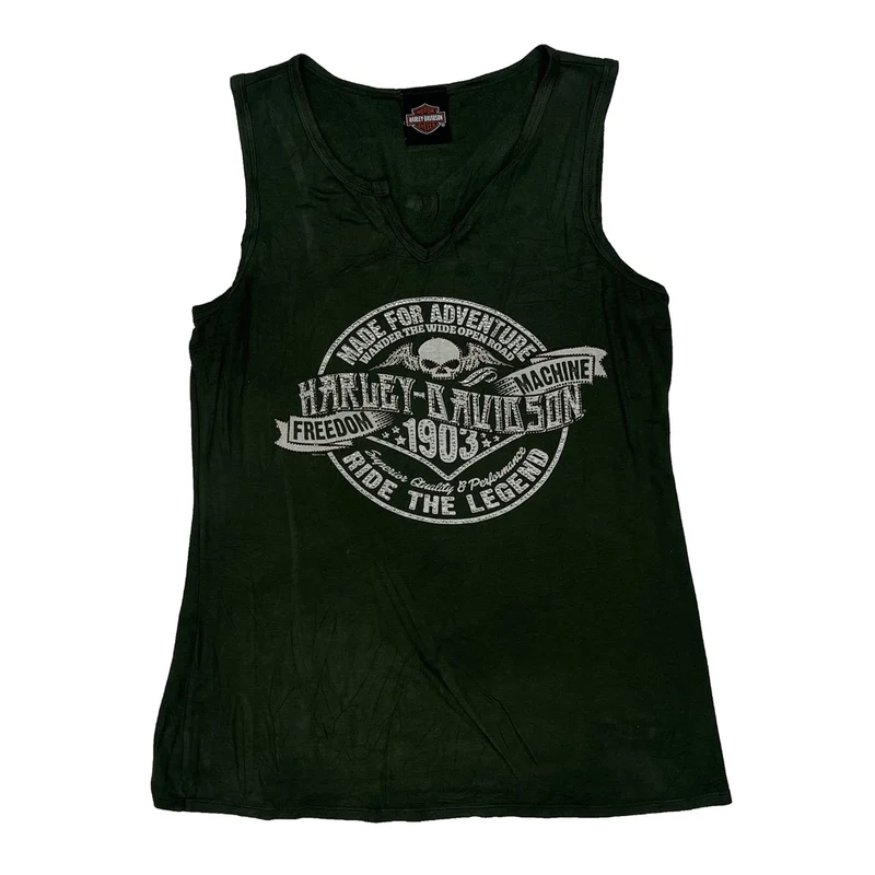Ride The Legend Harley Davidson Vest - Small Green Cotton