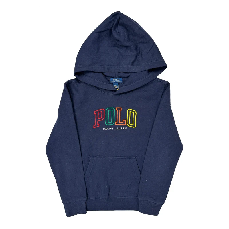 Age 7 Polo By Ralph Lauren Spellout Hoodie - Small Navy Cotton