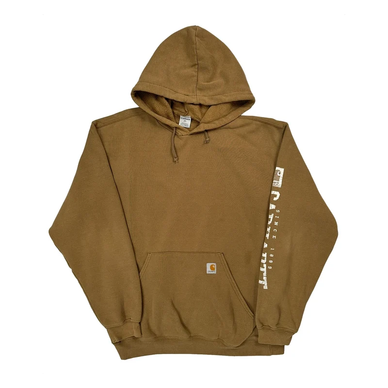 Since 1889 Carhartt Spellout Hoodie - XL Brown Cotton Blend
