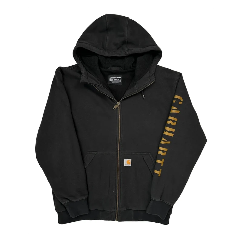 Carhartt Spellout Hoodie - Medium Black Cotton
