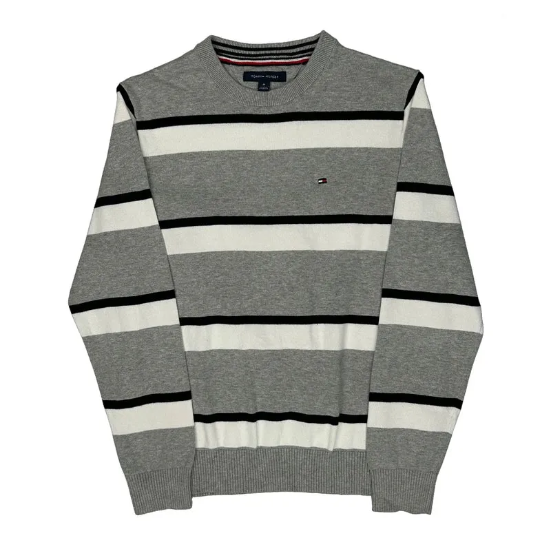Tommy Hilfiger Striped Jumper - Medium Grey Cotton