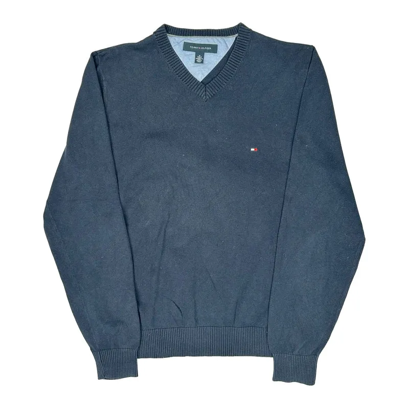Tommy Hilfiger V-Neck Jumper - Medium Blue Cotton