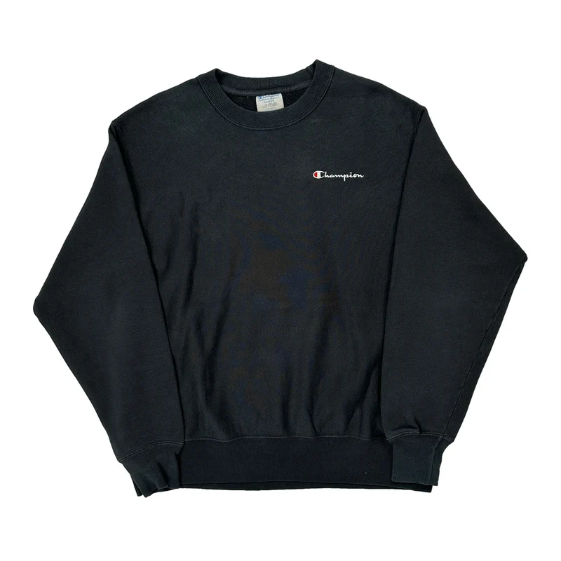 Reverse Weave Champion Sweatshirt - Large Black Cotton