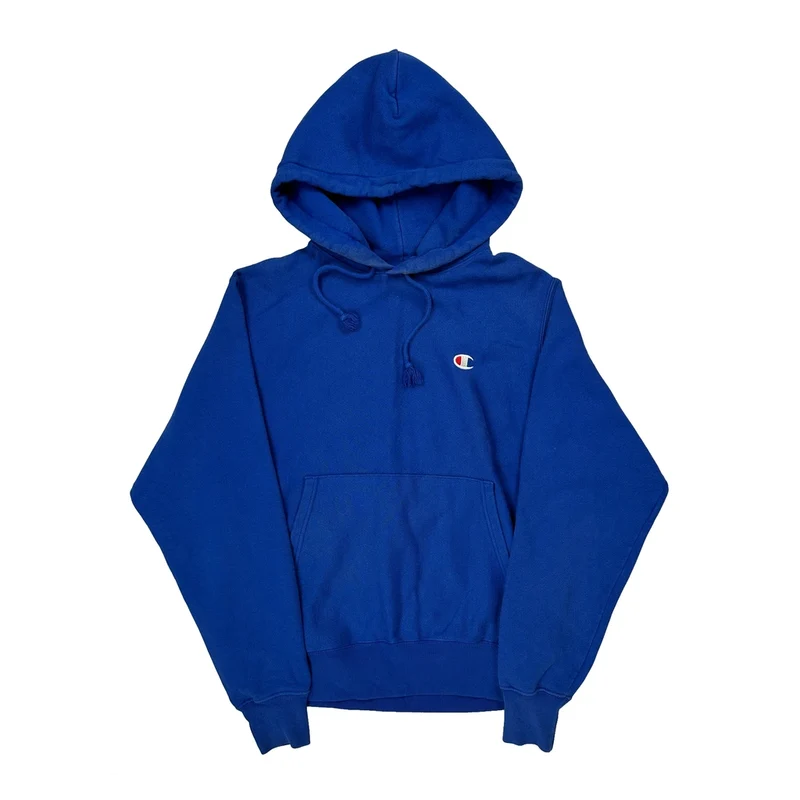 Reverse Weave Champion Hoodie - Small Blue Cotton Blend