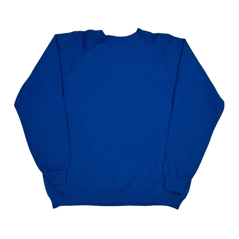 90S Blank Hanes Sweatshirt - XL Blue Cotton Blend