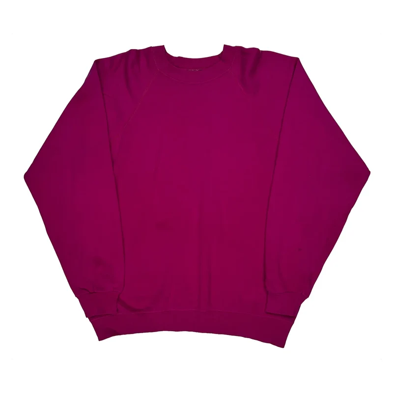 90S Blank Hanes Sweatshirt - Large Purple Cotton Blend