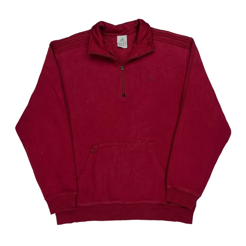 Adidas 1/4 Zip - Large Red Polyester