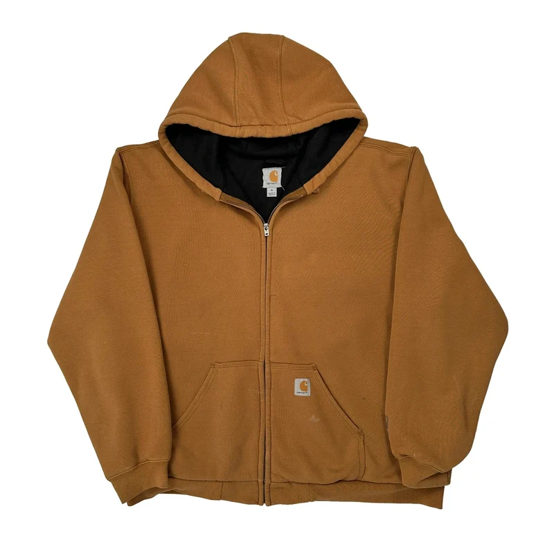 Thermal Lined Carhartt Full Zip Hoodie - XL Brown Cotton