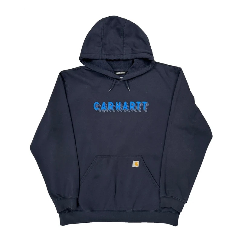 Rain Defender Carhartt Spellout Hoodie - XL Navy Cotton
