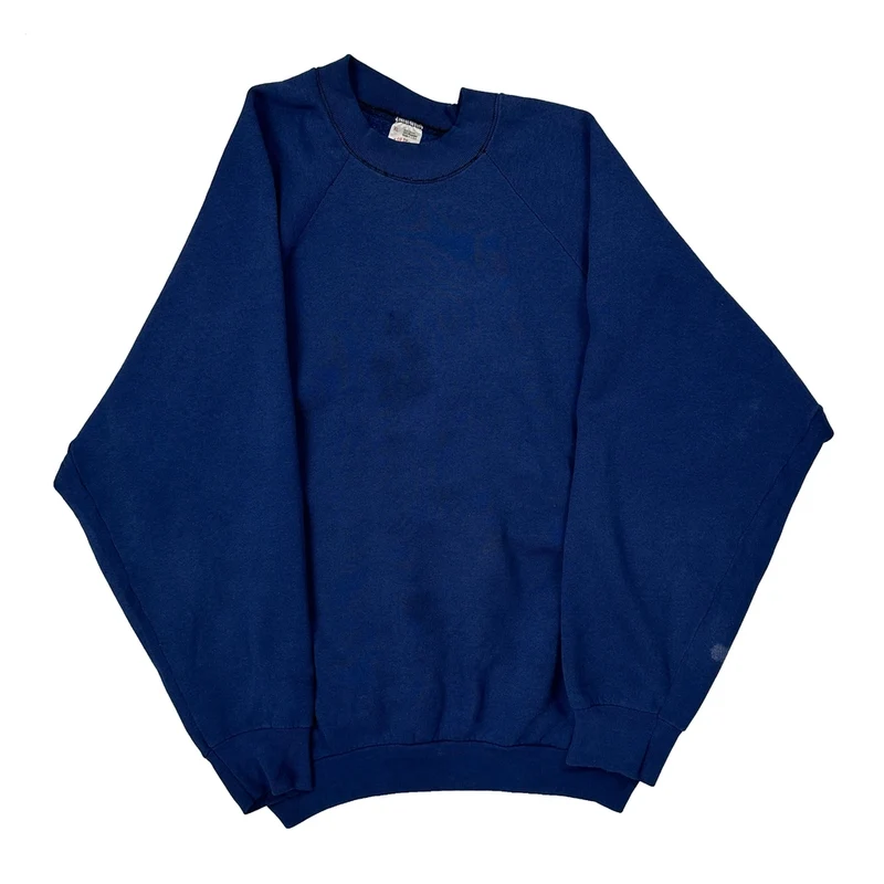 80S Made In USA Fruit Of The Loom Blank Sweatshirt - XL Blue Cotton Blend