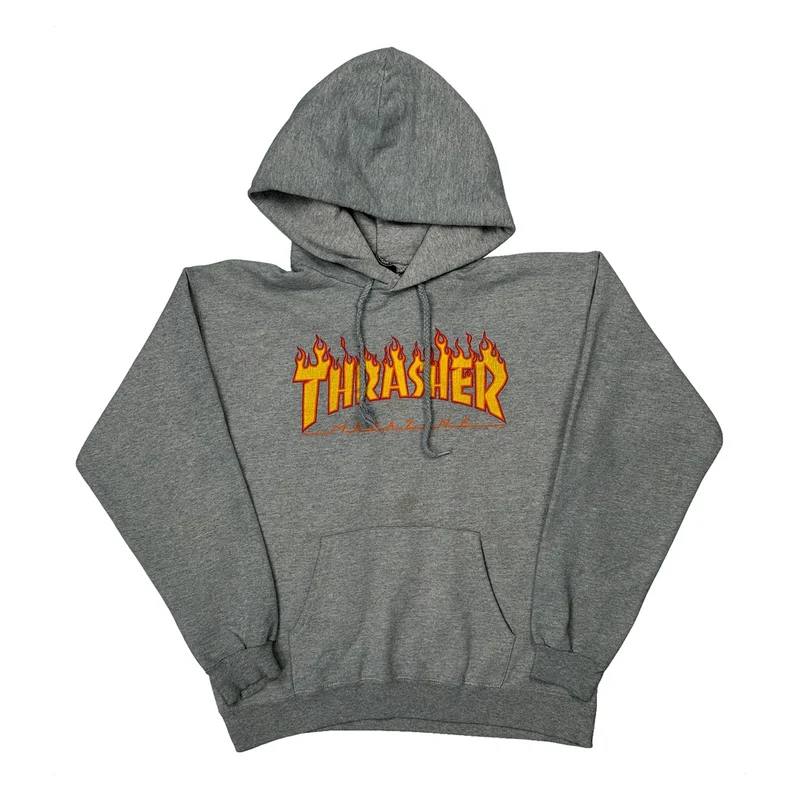 Skateboarding Thrasher Hoodie - Small Grey Cotton Blend