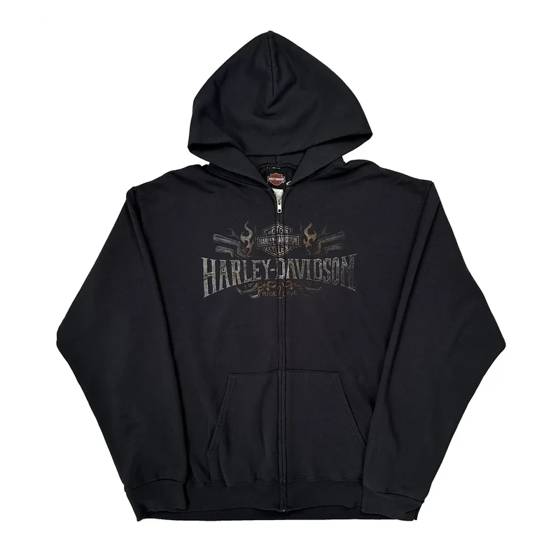 High Country Harley Davidson Full Zip Graphic Hoodie - 2XL Black Cotton