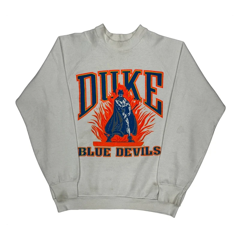 Blue Devils Fruit Of The Loom College Sweatshirt - Large White Cotton
