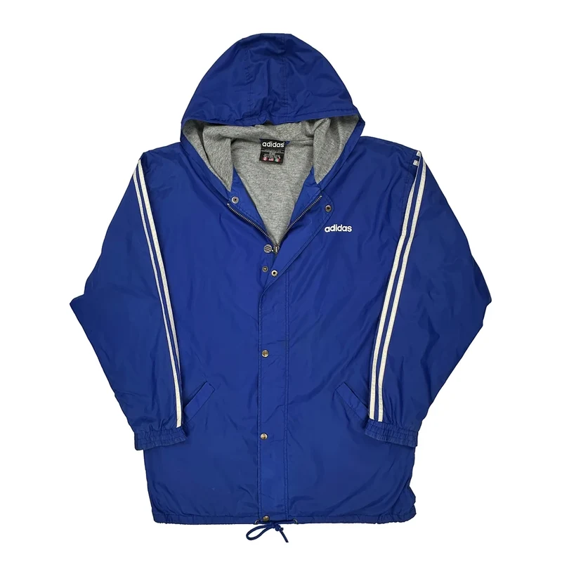 Adidas Striped Jacket - Medium Gray Polyester