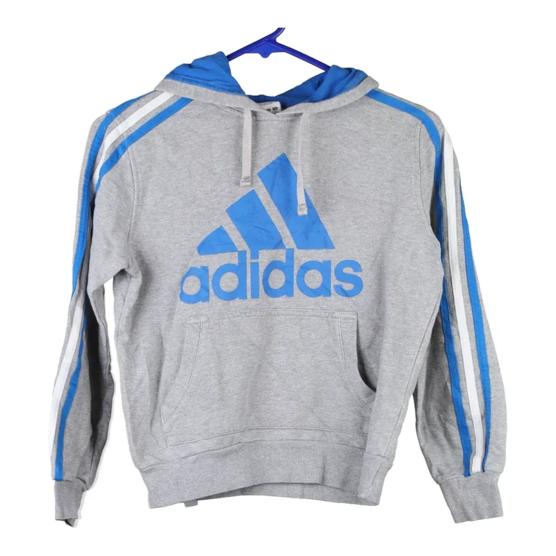 Age 12 Adidas Spellout Hoodie - Small Grey Cotton