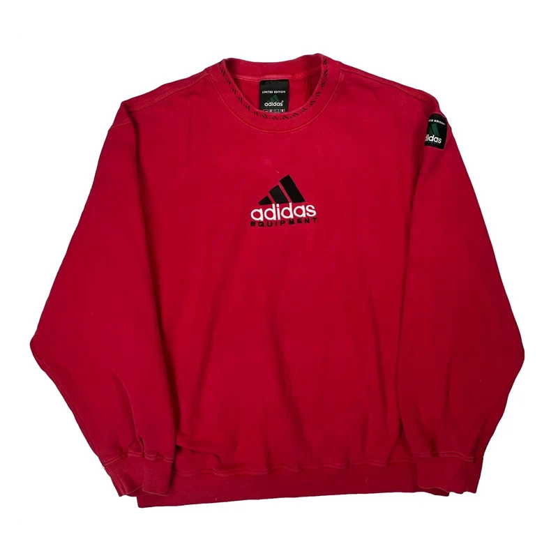 Adidas Equipment Spellout Sweatshirt - 2XL Red Cotton