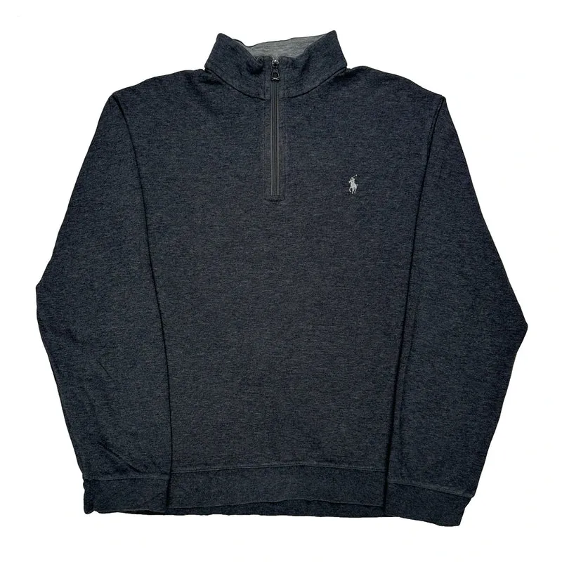 Polo By Ralph Lauren 1/4 Zip - Large Grey Cotton
