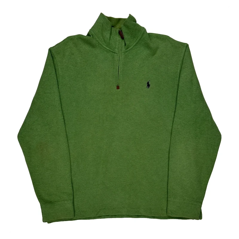 Polo By Ralph Lauren 1/4 Zip - Large Green Cotton