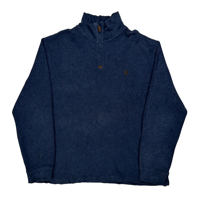 Polo By Ralph Lauren 1/4 Zip - Large Blue Cotton