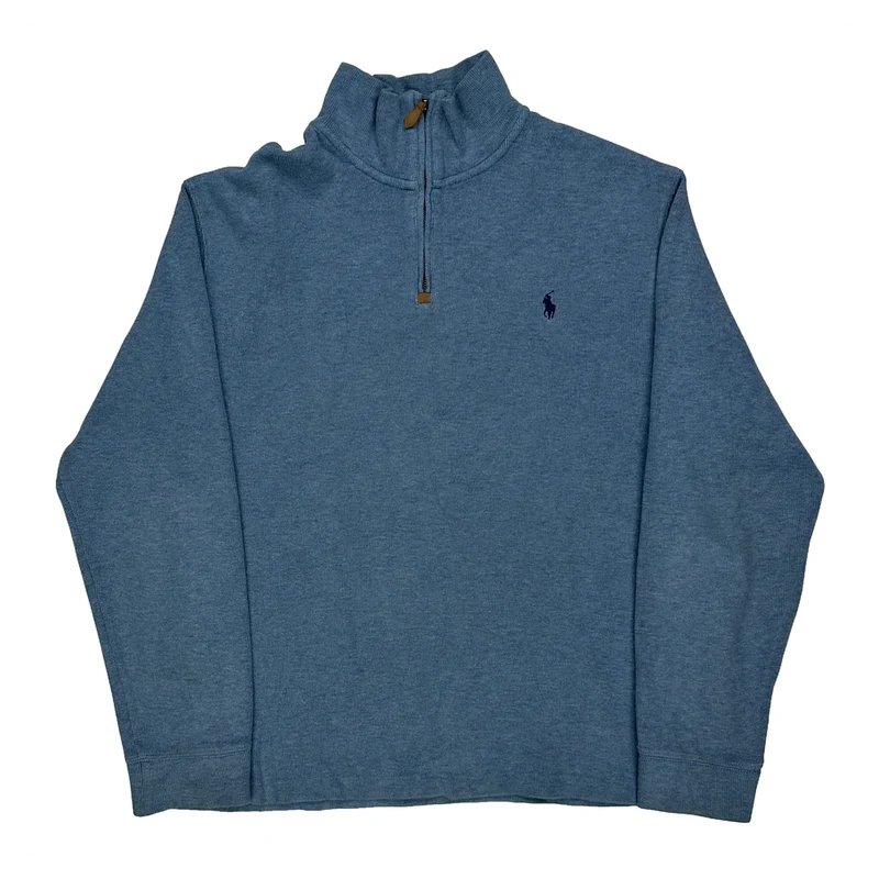 Polo By Ralph Lauren 1/4 Zip - Large Blue Cotton