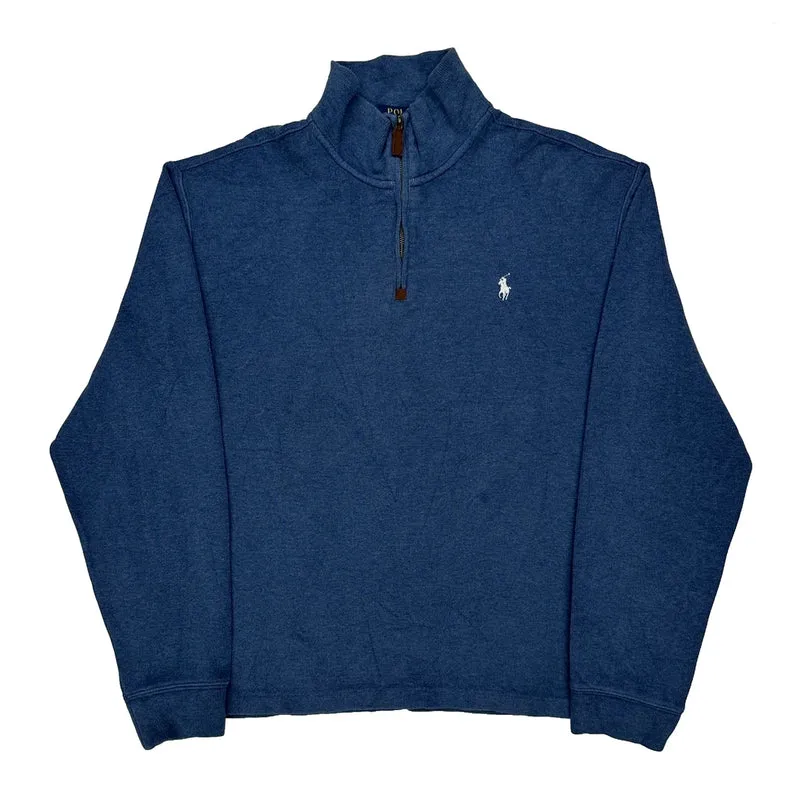 Polo By Ralph Lauren 1/4 Zip - Large Blue Cotton