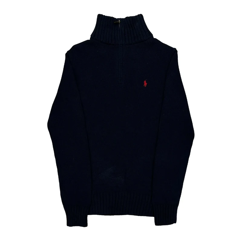 Age 12 Polo By Ralph Lauren 1/4 Zip - Large Navy Cotton