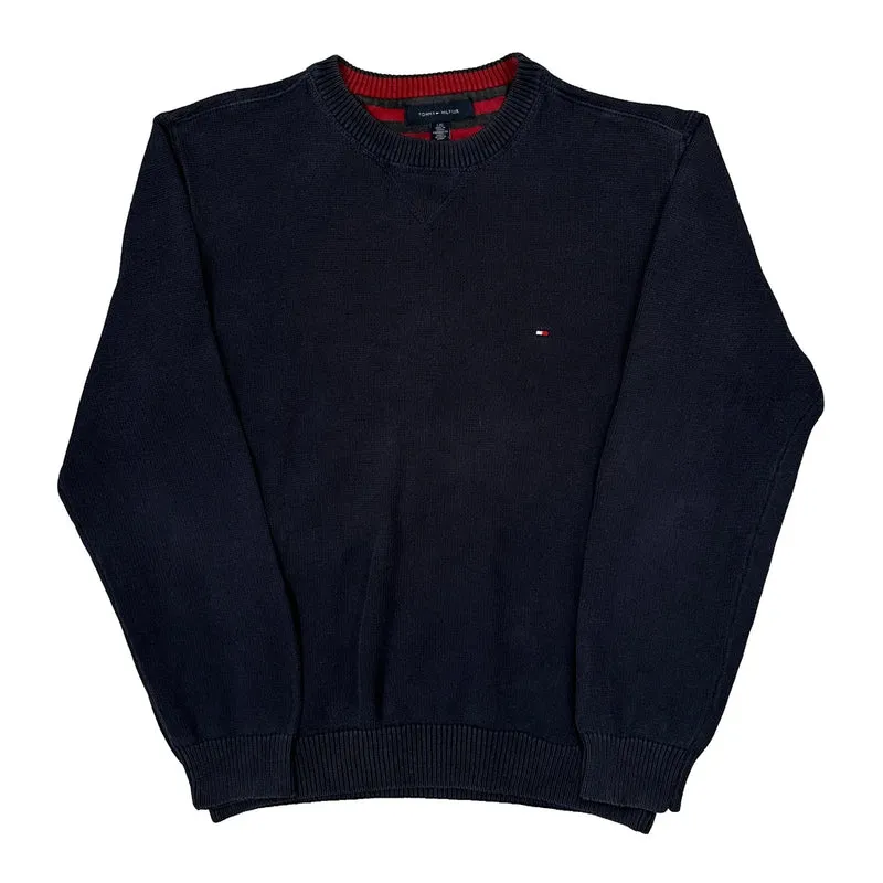 Tommy Hilfiger Chunky Knit Sweatshirt - Large Navy Cotton